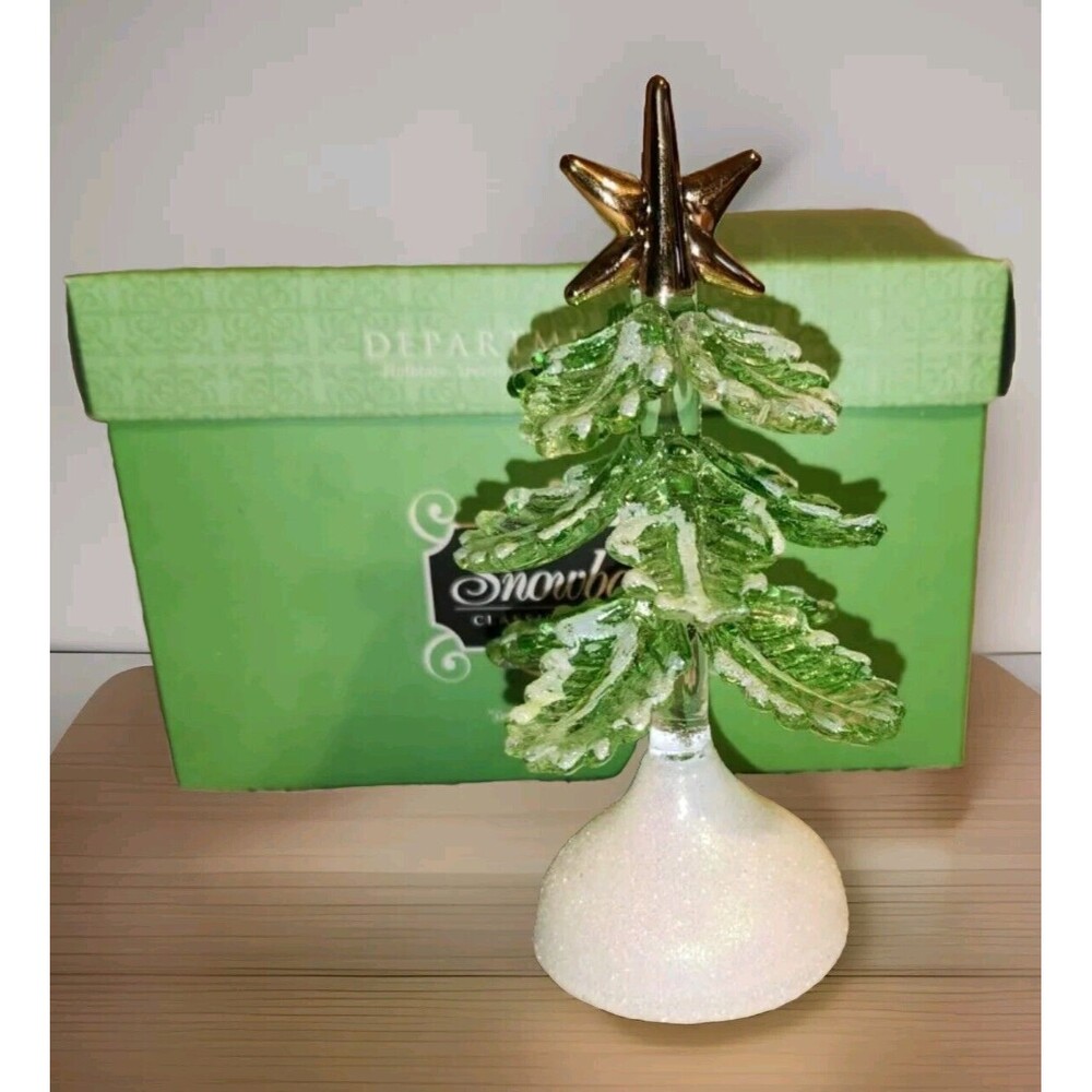 Department 56 Snowbabies Small Glittered Glass Christmas Tree MIB